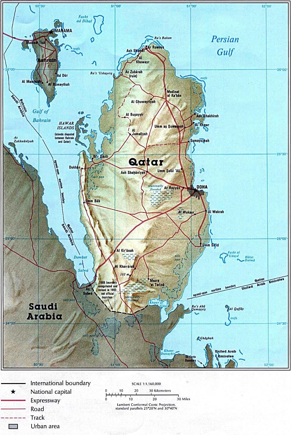 Ramani ya qatar kimwili