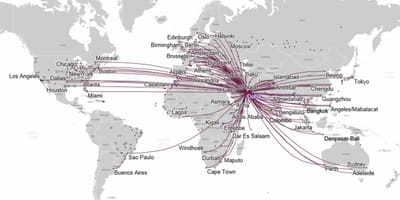 Qatar airways ramani ya njia ya ulaya